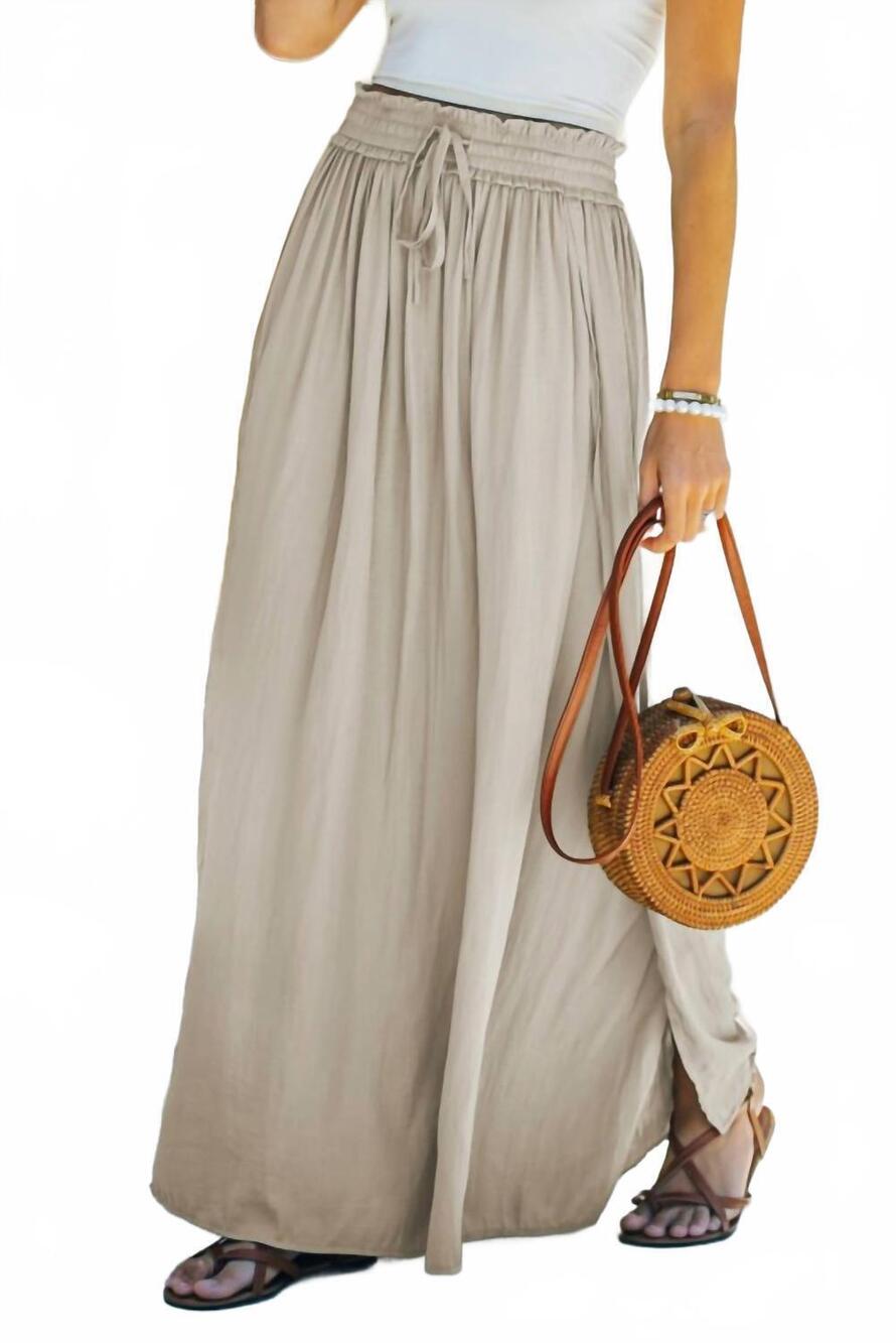 NEW LAVENDER J side slit skirt in champange
